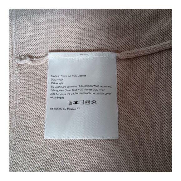 Lululemon Cashlu Cashmere Cardigan Wrap Open Front Asymmetrical Knit Beige M/L - Picture 4 of 5